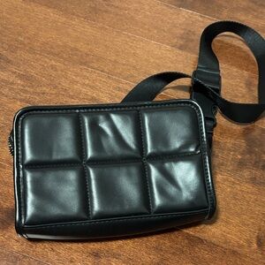 Amanda Uprichard Black Quilted small cross body waist bag bowlers